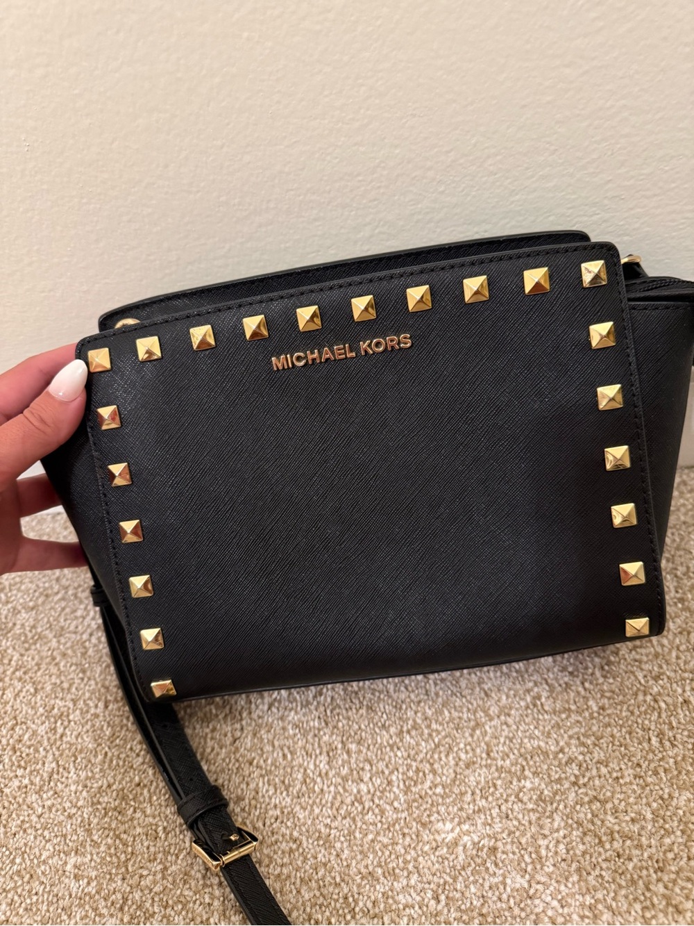 Michael Kors Black Studded Crossbody Bag with Matching Wallet - Picture 2 of 8